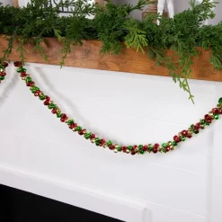 Specialty Garland*Northlight 5' Green, Gold And Red Jingle Bell Christmas Garland, Unlit