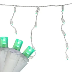 Brite Star 70 Green Led Wide Angle Icicle Christmas Lights - 5.25 Ft White Wire