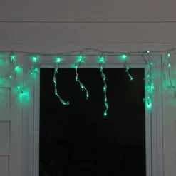 Brite Star 70 Green Led Wide Angle Icicle Christmas Lights - 5.25 Ft White Wire