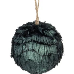 Northlight Balls>3" Green Metallic Downswept Faux Fur Hanging Christmas Ornament Ball