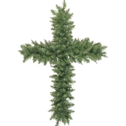 Unlit Wreaths*Northlight 22" Green Pine Artificial Cross Shape Wreath With Ground Stake - Unlit