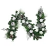 Traditional Pine Garland*Northlight 6' Green Pine Needle Garland With Pinecones And Striped Christmas Ornaments, Unlit