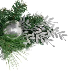 Traditional Pine Garland*Northlight 6' Green Pine Needle Garland With Pinecones And Striped Christmas Ornaments, Unlit