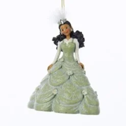 Kurt Adler Entertainment>5" Green Pretty As A Princess Kayla Gown Black Hair Christmas Ornament