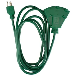 Northlight 10' Green 3-Prong Outdoor Extension Power Cord With Fan Style Connector