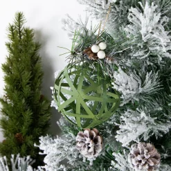 Northlight Balls>5" Green Rattan Style Christmas Ball Ornament With Pine Cone