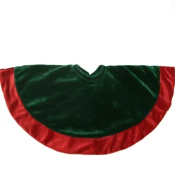 48 Inch And Smaller*Northlight 18" Green Round Mini Christmas Tree Skirt With Red Trim