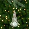 Northlight Trees & Wreaths>5" Green With Pink Glitter Glass Christmas Ornament