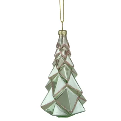 Northlight Trees & Wreaths>5" Green With Pink Glitter Glass Christmas Ornament