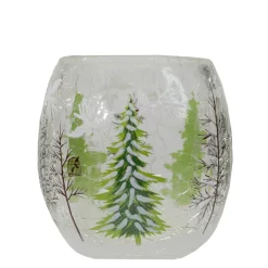 Candles & Holders*Northlight 3" Hand Painted Christmas Pine Trees Flameless Glass Christmas Candle Holder