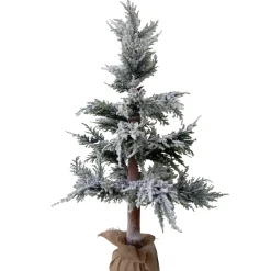 Northlight 3 And 3.5 Feet Tall>35.25" Heavily Flocked Pine Tree In Natural Jute Base Christmas Decoration