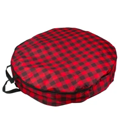 Decoration Storage*Dyno 30" Heavy Duty Red And Black Plaid Christmas Wreath Storage Bag With Handles