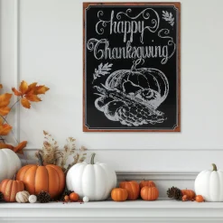 Northlight 14" Holiday Inspired Framed "Happy Thanksgiving" Chalkboard Wall Art