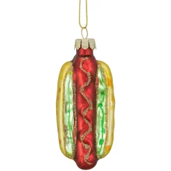 Northlight Food & Beverage>4" Hot Dog In A Bun Glass Christmas Ornament