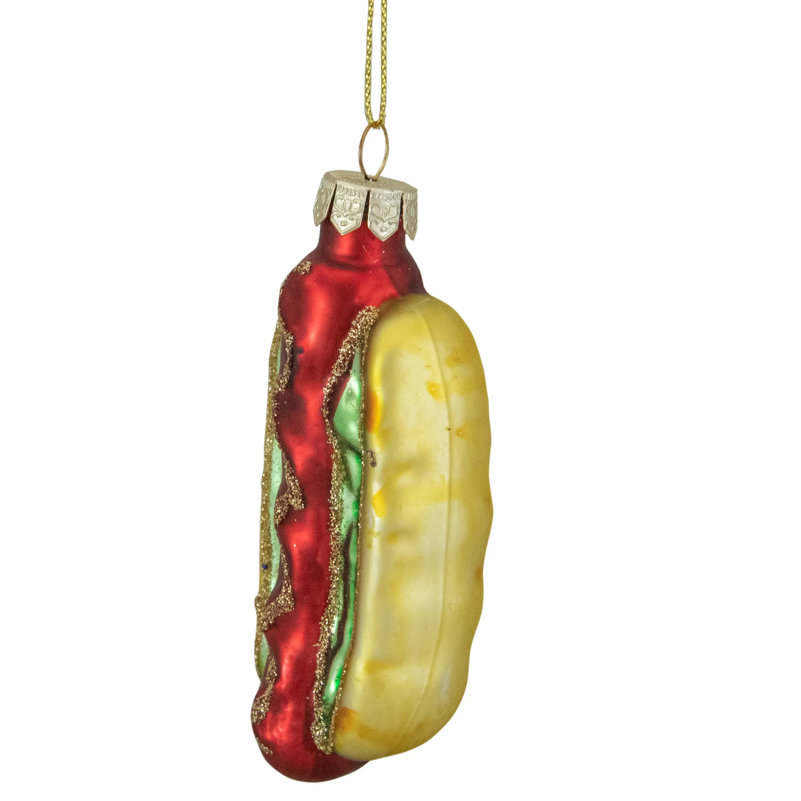 Northlight Food & Beverage>4" Hot Dog In A Bun Glass Christmas Ornament