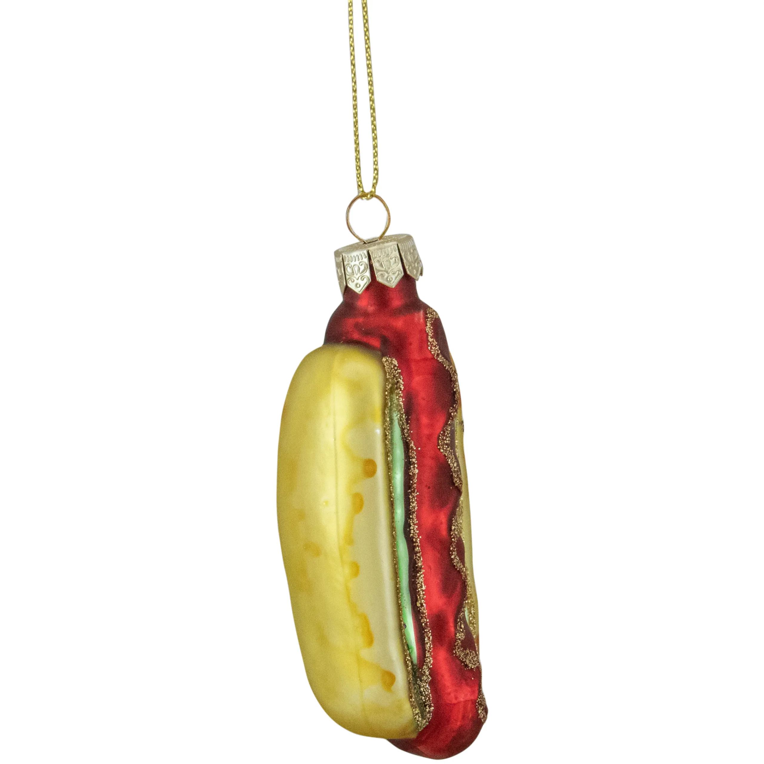 Northlight Food & Beverage>4" Hot Dog In A Bun Glass Christmas Ornament