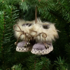 Northlight Fashion & Beauty>3" Houndstooth Plaid Booties With Faux Fur Christmas Ornament