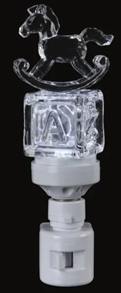 Roman 6.5" Icy Crystal Led Lighted Baby Block Rocking Horse Night Light