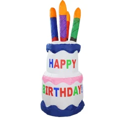 Northlight 4' Inflatable Lighted Happy Birthday Cake Outdoor Decoration