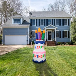 Northlight 4' Inflatable Lighted Happy Birthday Cake Outdoor Decoration