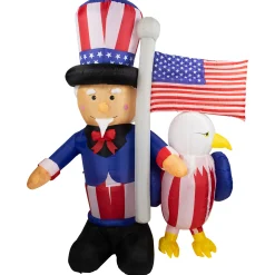 Northlight 6' Inflatable Lighted Uncle Sam With American Flag And Eagle Outdoor Decor