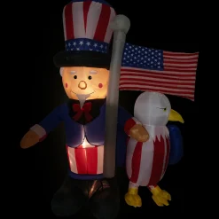 Northlight 6' Inflatable Lighted Uncle Sam With American Flag And Eagle Outdoor Decor