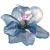 Northlight Garden & Floral>7" Iridescent Blue Artificial Magnolia Clip-On Christmas Ornament