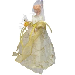 Angel Tree Toppers*Kurt Adler 12" Ivory And Gold Lighted Angel Christmas Tree Topper - Clear Lights