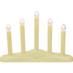 Northlight 14.5" Ivory 5-Lights Christmas Chandelier On Holly Berry And Bell Base Candle Lamp