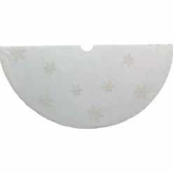 50 Inch And Larger*KSA 72" Ivory Snowflake Glitter Christmas Tree Skirt