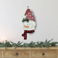 Wall & Door Decorations*Northlight 16.5" Joy To The World Snowman In Santa Hat Christmas Wall Decoration