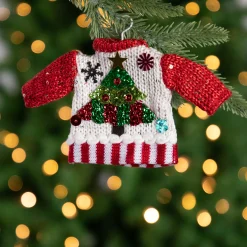 Northlight Fashion & Beauty>8" Knitted Ugly Sweater With Hanger Christmas Tree Ornament