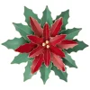 Floral*Northlight 16.25" Large Red And Green Metal Poinsettia Christmas Wall Hanging
