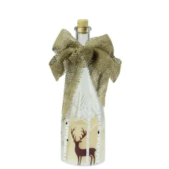 Candles & Holders*Northlight 10" Led Flameless Pillar Candle In A Clear Glass Bottle Lantern With Deer Accents