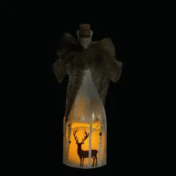 Candles & Holders*Northlight 10" Led Flameless Pillar Candle In A Clear Glass Bottle Lantern With Deer Accents