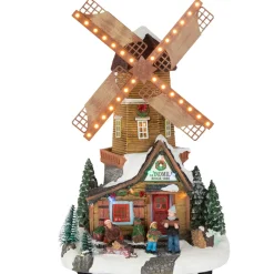Christmas Villages*Northlight 13.25" Led Lighted Animated And Musical Windmill Christmas Village Display Piece