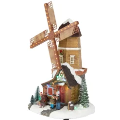 Christmas Villages*Northlight 13.25" Led Lighted Animated And Musical Windmill Christmas Village Display Piece