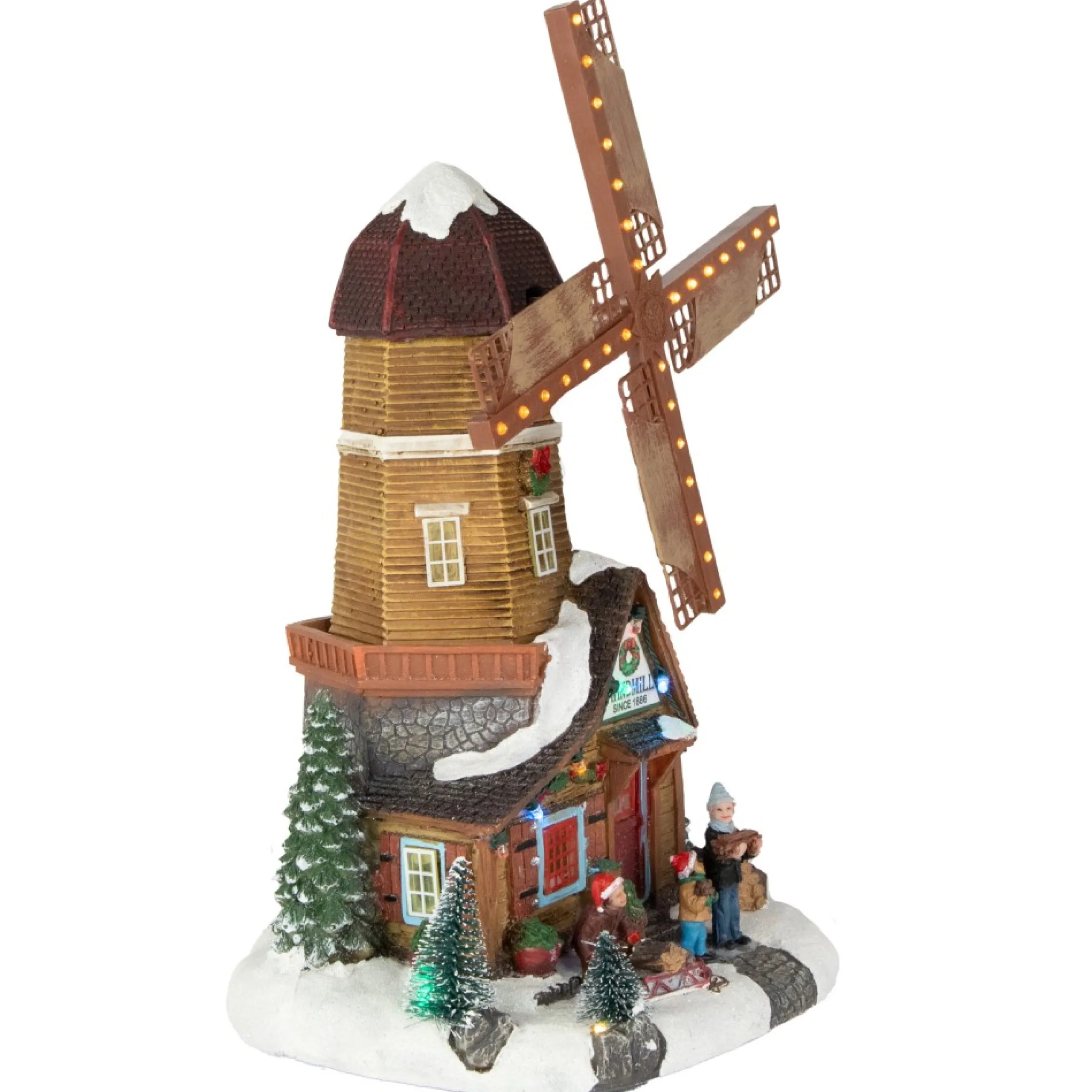 Christmas Villages*Northlight 13.25" Led Lighted Animated And Musical Windmill Christmas Village Display Piece