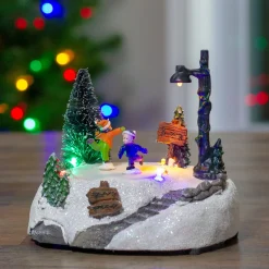 Christmas Villages*Northlight 5.5" Led Lighted Animated And Musical Christmas Skating Village Display Piece