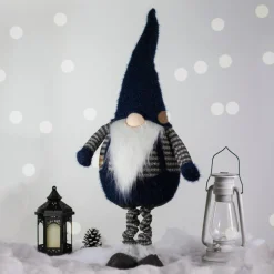 Gnomes*Northlight 41" Led Lighted Blue And Gray Extendable Gnome Christmas Figure