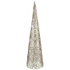Table Top Pieces*Northlight 23.5" Led Lighted B/O Gold Glittered Wire Sunburst Christmas Cone Tree - Warm White Lights