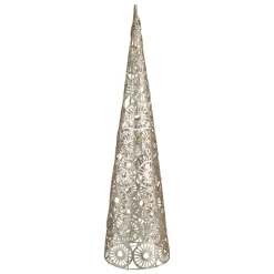 Table Top Pieces*Northlight 23.5" Led Lighted B/O Gold Glittered Wire Sunburst Christmas Cone Tree - Warm White Lights