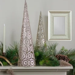 Table Top Pieces*Northlight 23.5" Led Lighted B/O Gold Glittered Wire Sunburst Christmas Cone Tree - Warm White Lights