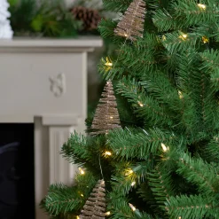 Northlight 6.75' Led Lighted B/O Gold Mini Sisal Tree Christmas Garland - Warm White Lights