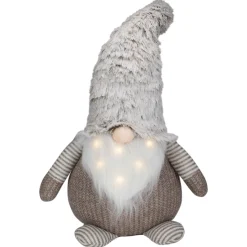 Gnomes*Northlight 23.5" Led Lighted Brown And White Knit Gnome Christmas Figure