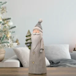 Table Top Pieces*Northlight 19" Led Lighted Ceramic Santa With Tree Christmas Figure