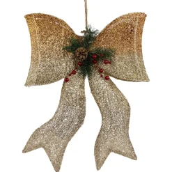 Bows*Northlight 23" Led Lighted Champagne Gold Ombre Mesh Bow Christmas Decoration