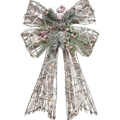 Bows*Northlight 23" Led Lighted Frosted Rattan Christmas Bow Decoration