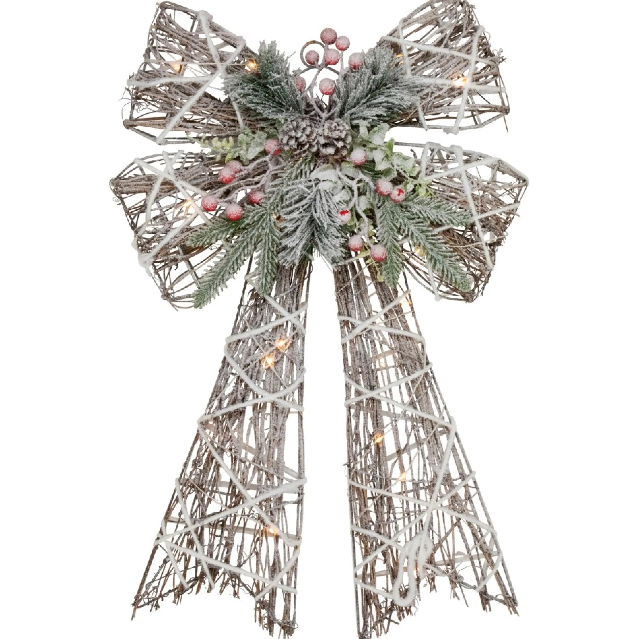 Bows*Northlight 23" Led Lighted Frosted Rattan Christmas Bow Decoration