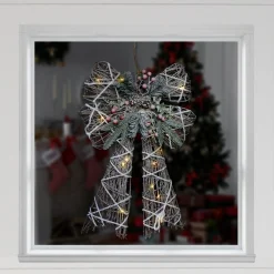 Bows*Northlight 23" Led Lighted Frosted Rattan Christmas Bow Decoration